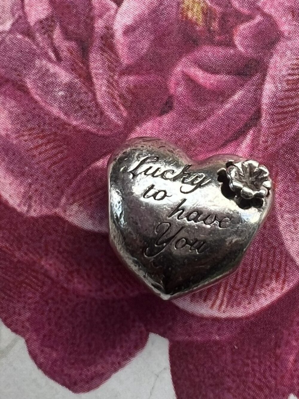 Authentic Pandora Heart & Clover Charm # 799364C00